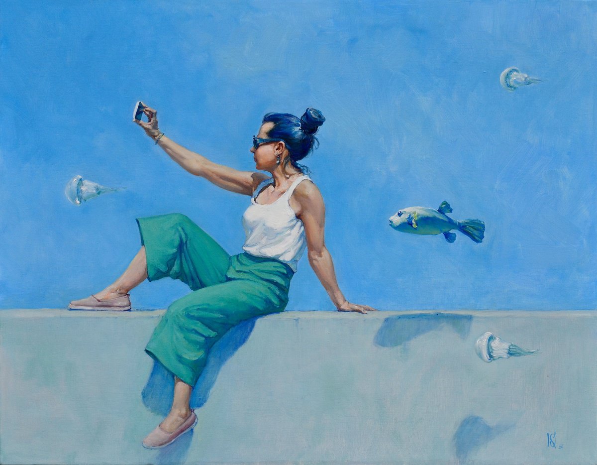 Urban And Pop Oil Painting , Eat Fugu Fish By Oleg Kateryniuk, 55 X 43, Artwork For Sale On Artfinder