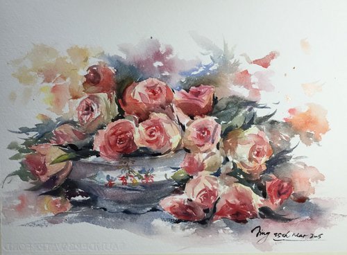 Vase of roses 5 by Jing Chen
