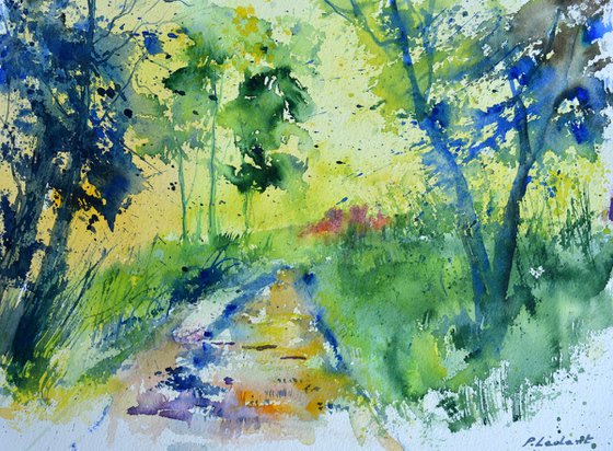 Forest path - watercolor