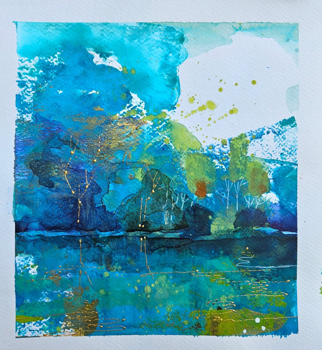 Abstract Landscape Painting By Simon Tunde, 16 X 16", Play With The Landscape 3., Original Artwork