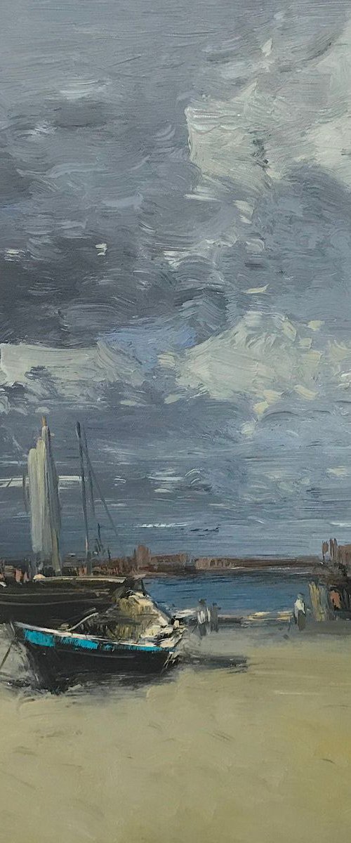 Harbor, Original oil painting, Handmade artwork, One of a kind by Vahe Yeremyan
