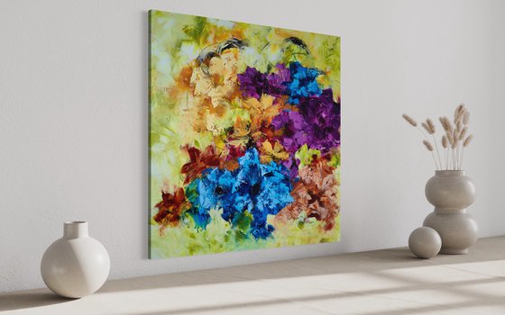 "Euphoria III" from "Colours of Summer" collection, abstract flower painting