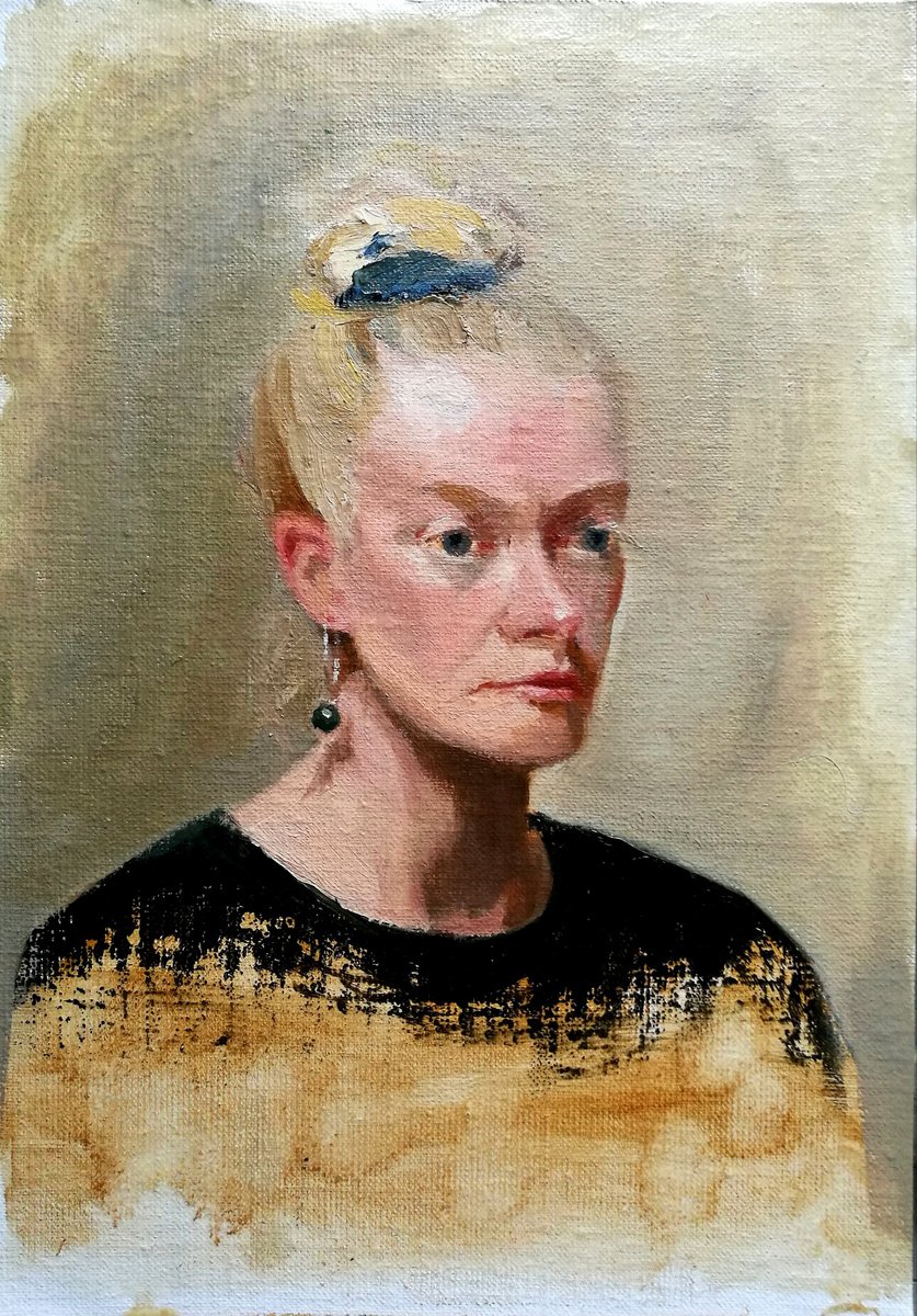 Impressionistic Portrait Oil Painting By Daniela Roughsedge, 8 X 12, Model Study/Portrait, Original Artwork