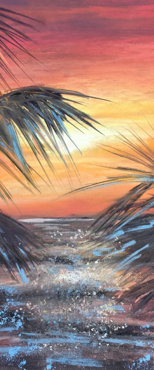 sunset and palms by Ksenia Lutsenko