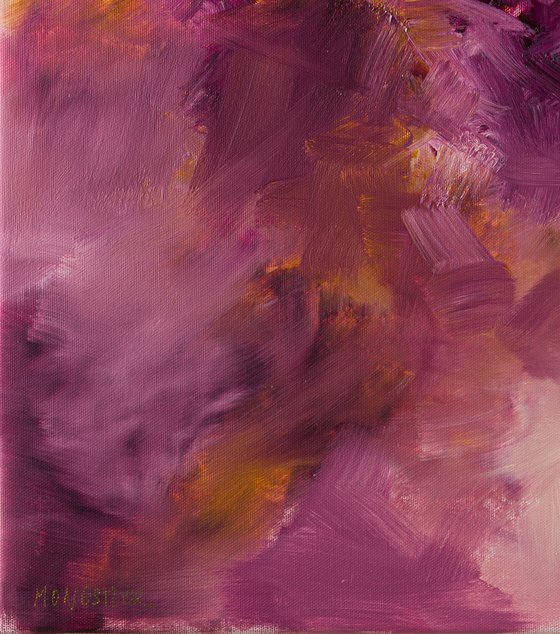 Abstract in purple, garnet and ochre - Oil painting - Wall art decoration