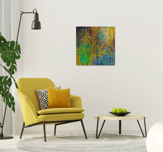 Multicolor Flora 30x30" 76x76cm Abstract Expressionism by Bo Kravchenko