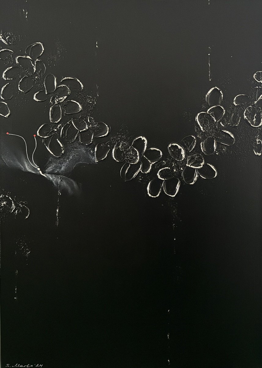 Abstract Painting By Svetlana Martin, 20 X 28", Through Silvered Silence-I, Original Artwork