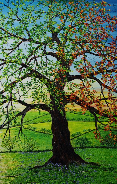 An Oak of our Time. 100cm X 150cm by Hazel Thomson