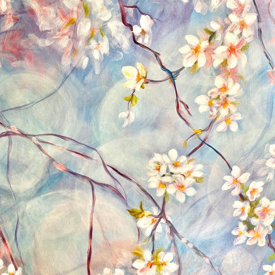'Believe' - Big Spring Blossom Painting on Canvas