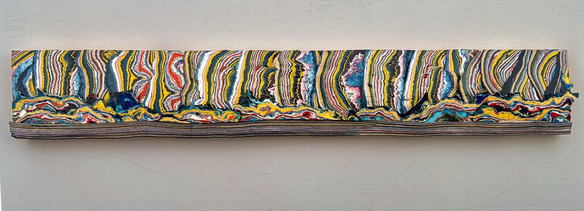 Organic Abstract Oil Painting By Dan Mckay, 22 X 4, Lanscape #982, Original Artwork