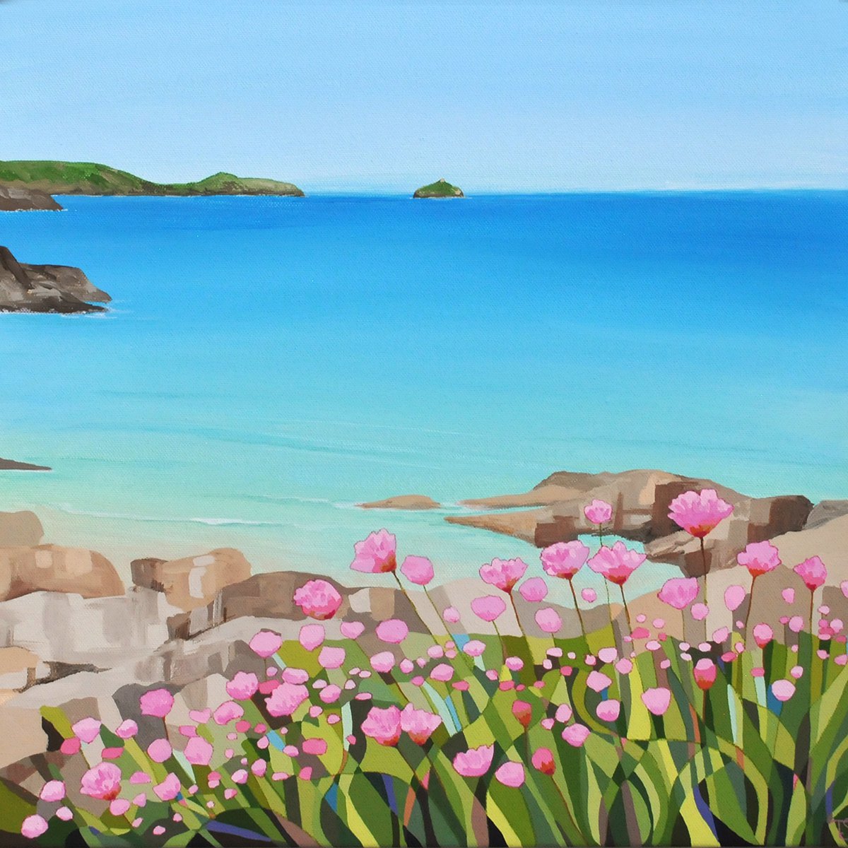 Impressionistic Landscape Acrylic Painting By Theresa Shaw, 17 X 17", The Reward, Original Artwork