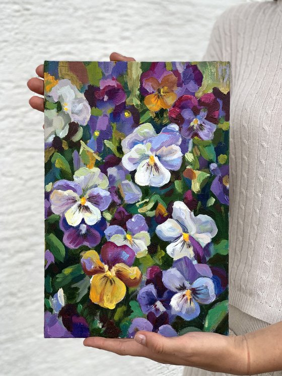 Spring flowers. Triptych . Oill Painting