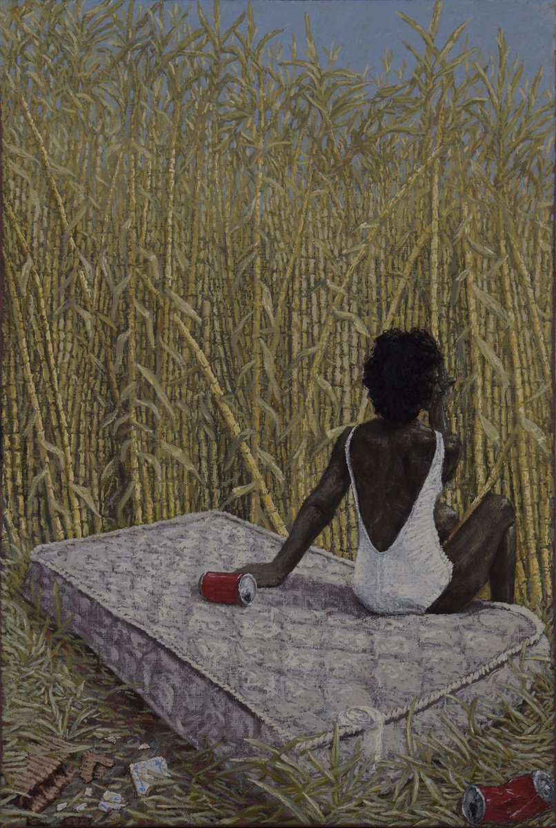 Portrait Oil Painting By Antonio Mele, 20 X 31, Work On The Mattress, Original Artwork