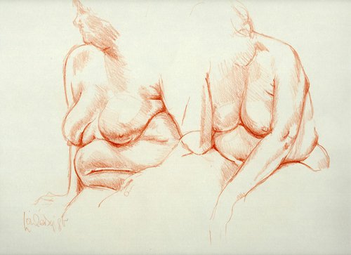 The larger lady - twice - nudes by Louise Diggle
