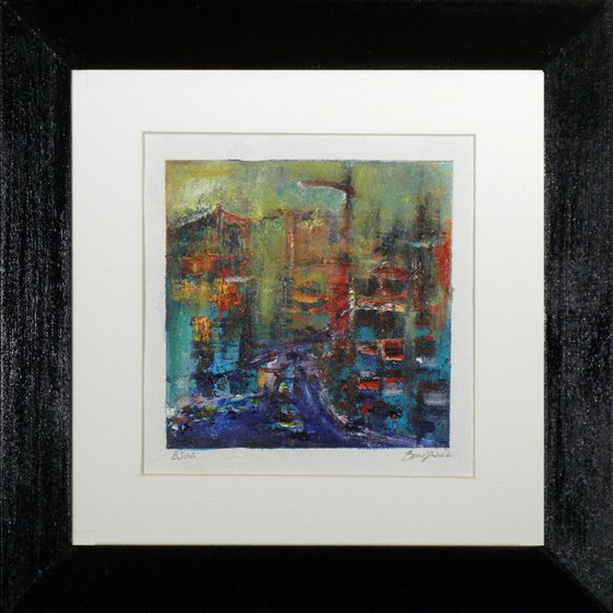 Small Framed Painting BJ06 Abstract Urban City art