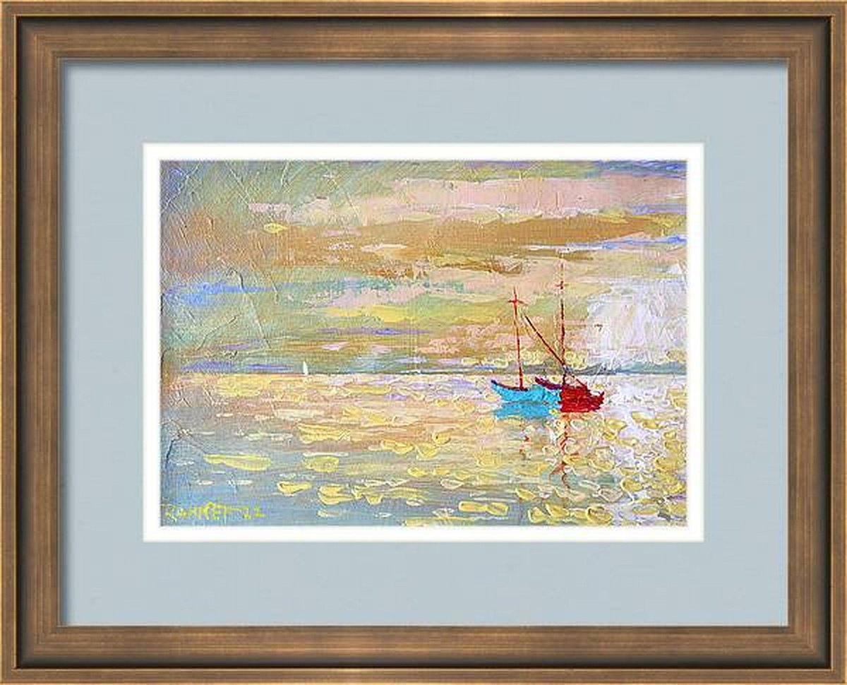  Blue Boat By Rakhmet Redzhepov, 11 X 8, Artwork For Sale On Artfinder