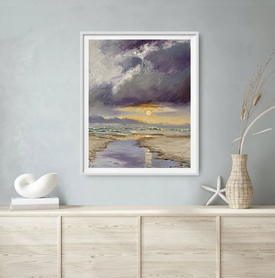 Stormy Sunset Seascape.