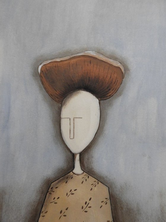 The mushroom Lady (agaricus campestris)