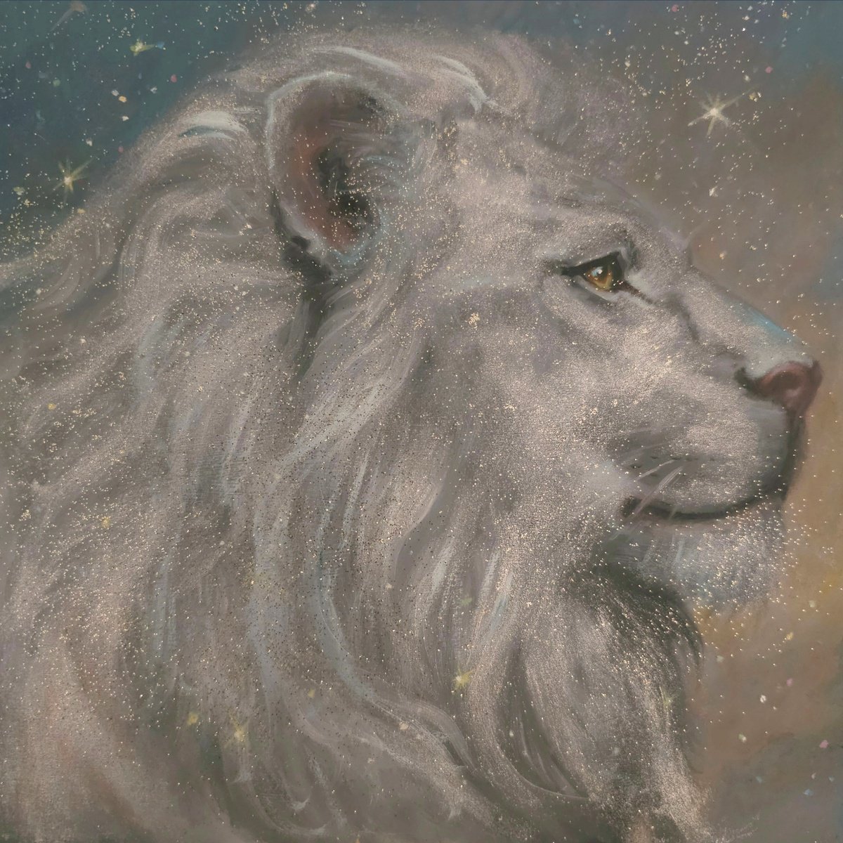 Expressive Oil Painting , King Of The Cosmos By Ellisa Hague, 8 X 8, Artwork For Sale On Artfinder