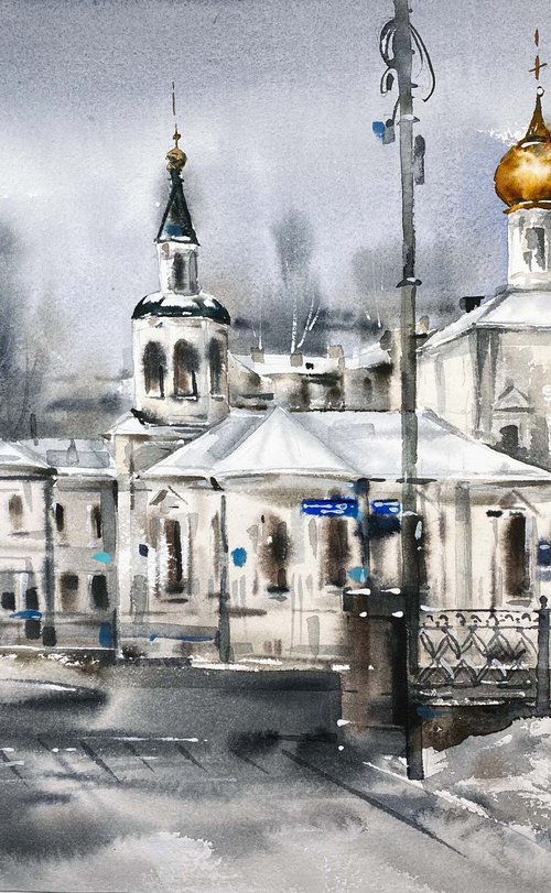 Winter town 2. Moscow. by Galina Poloz