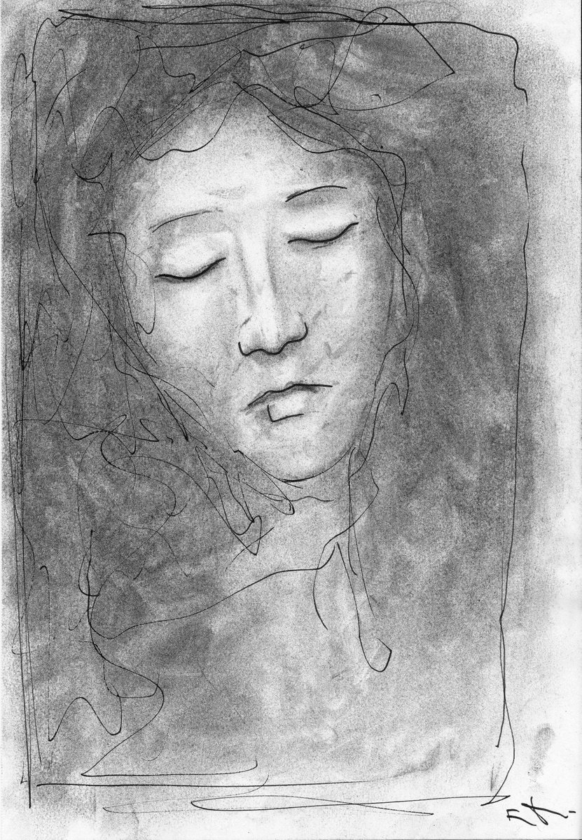 Dessin au fusain, Visage by Lionel Le Jeune