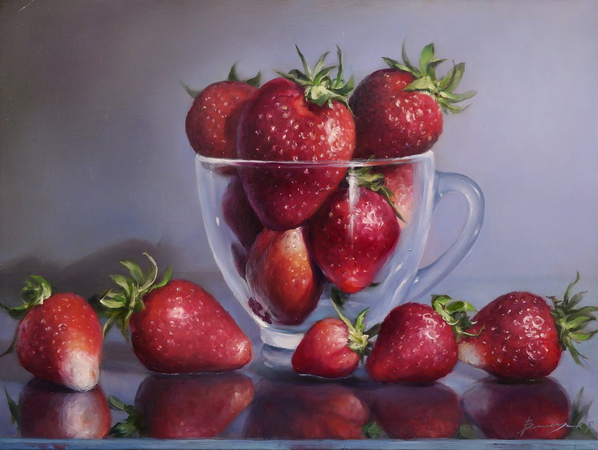 Still life with strawberries by Gennady Vylusk