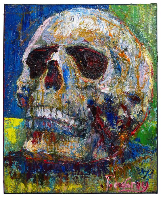 Original Oil Painting Skull Expressionism