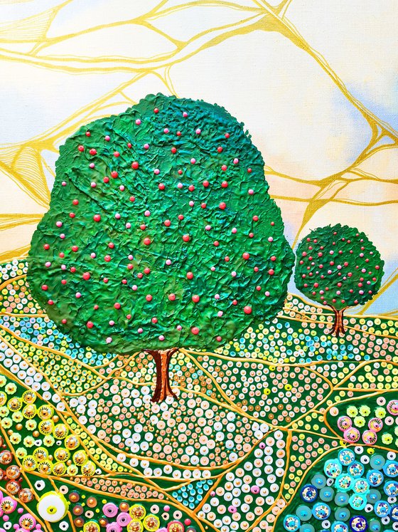 Garden with apple trees