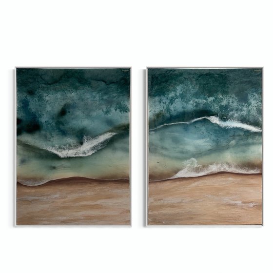 Whitsundays green beige golden sand set of 2