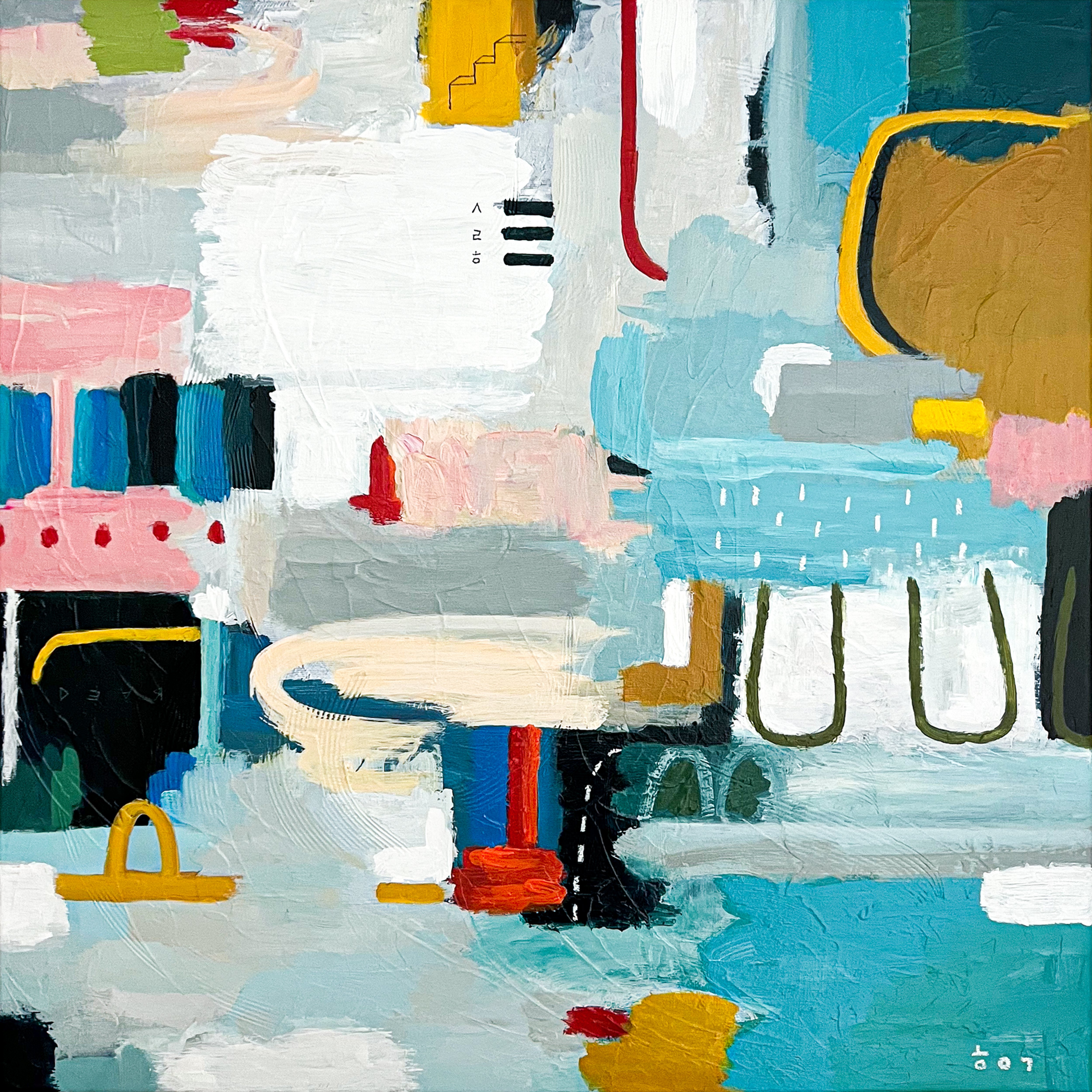 Abstract Acrylic Painting By Hyunah Kim, 28 X 28, Calidium, Original Artwork