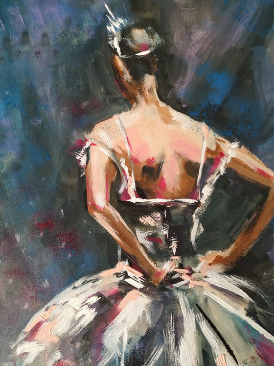 Backstage  -Ballerina- woman Painting on MDF