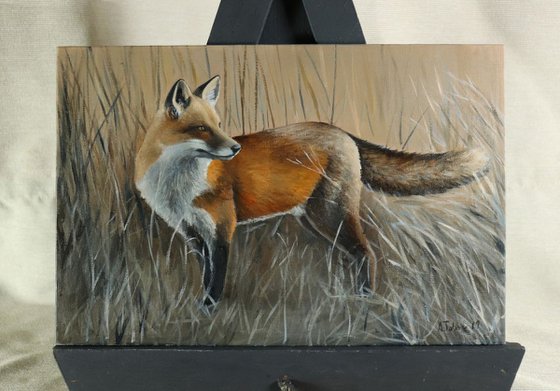 Fox Painting, Framed and Ready to Hang