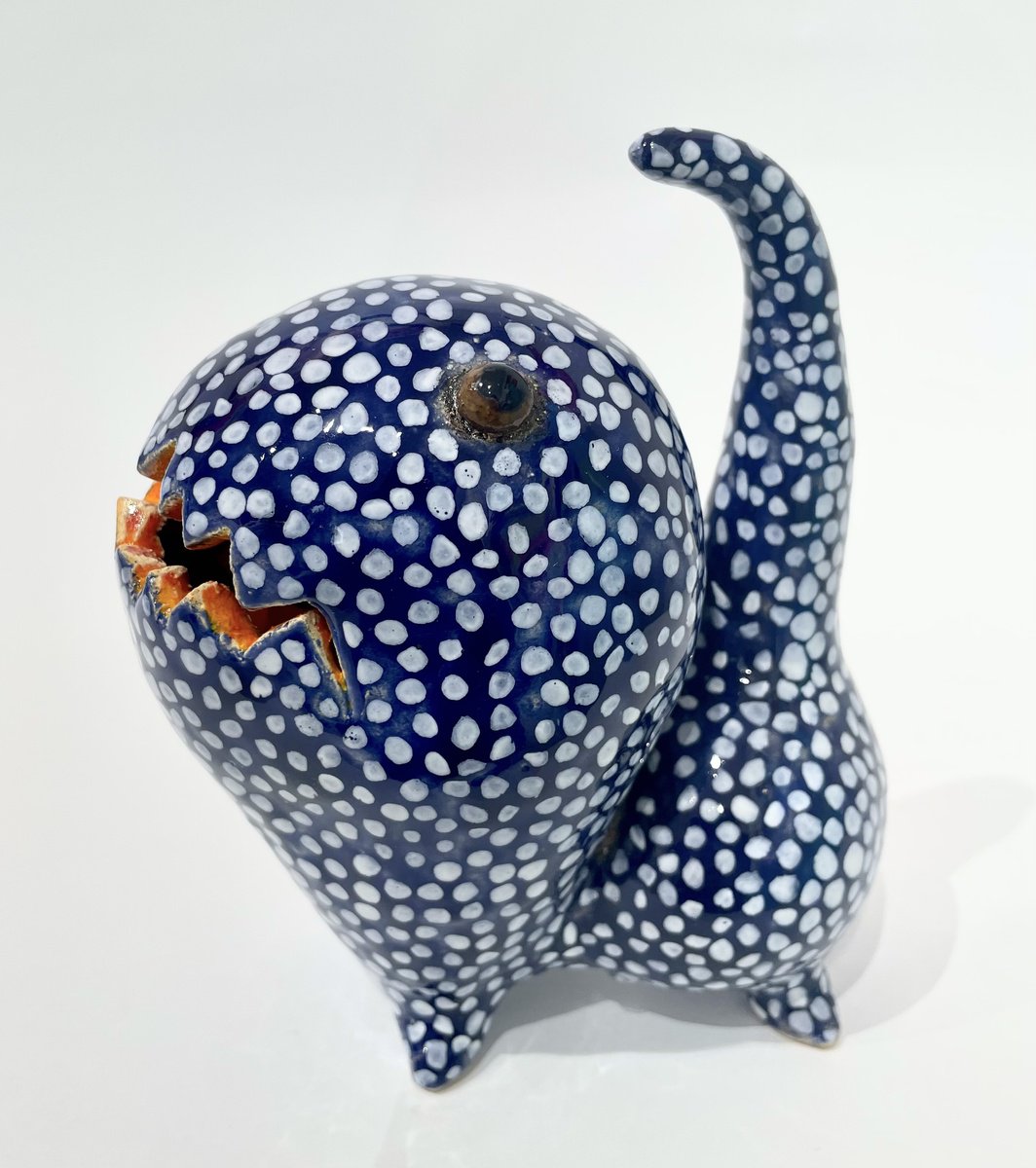 Expressive Clay Sculpture , Sweet Blue Monstrum By Viktor Zuk, 5 X 6, Artwork For Sale On Artfinder