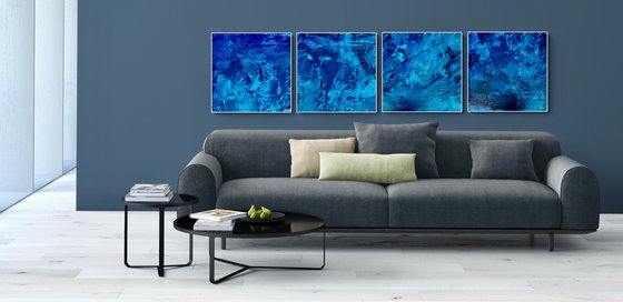 Blue abstract 259 set of 4