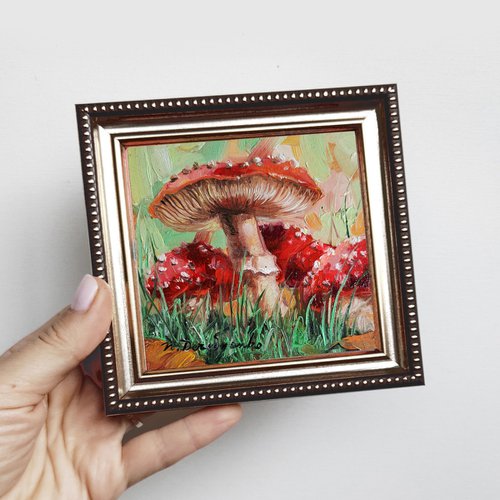 Fly agaric Mushroom painting by Nataly Derevyanko
