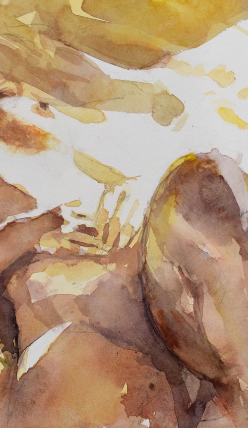 Nude lying pose by Goran Žigolić Watercolors