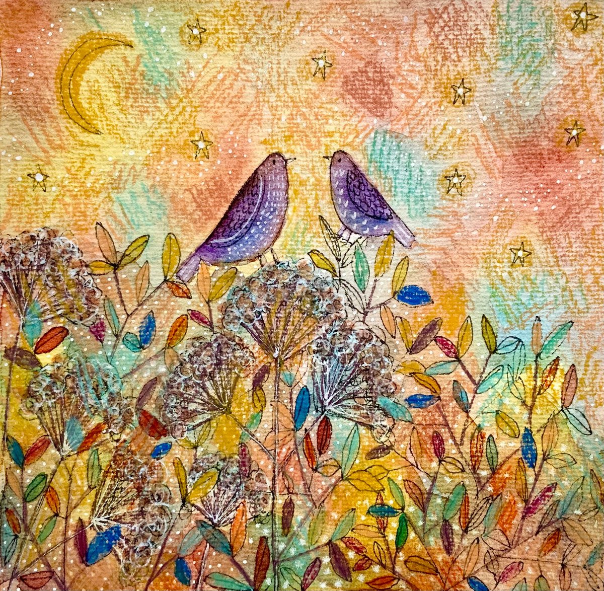 Two Purple Birds by Janice MacDougall