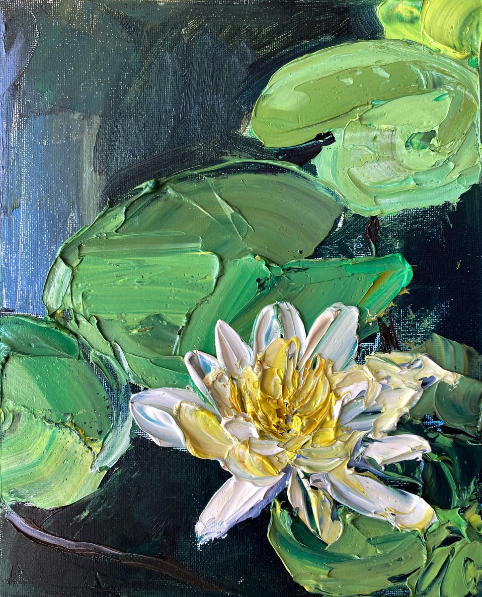 Water Lily - ? Palette Knife Oil Study By Mily Art, 8 X 10, Artwork For Sale On Artfinder