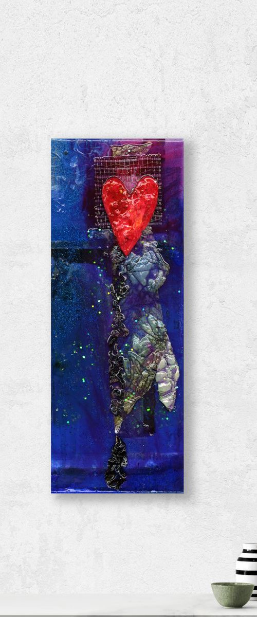 Desire - Mixed Media Dimensional Heart Abstract art by Kathy Morton Stanion by Kathy Morton Stanion