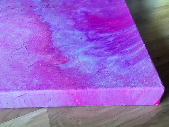 "Manifesting In Magenta" - FREE USA SHIPPING - Original Abstract PMS Fluid Acrylic Painting - 24 x 24 inches