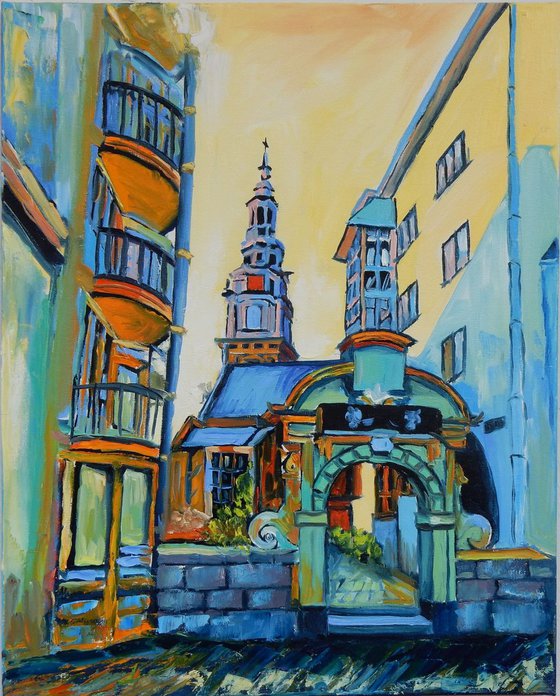 Sint Antoniesbreestraat. Streets scene in Amsterdam.  Cityscape 50x40cm.