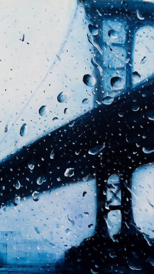Trough Window - Bridge Rain Street New York Decor Home Office Painting by Danijela Dan