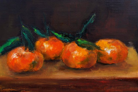 Clementines Kitchen wall art painting , Tangerines Still life, Fruit Oil painting on canvas