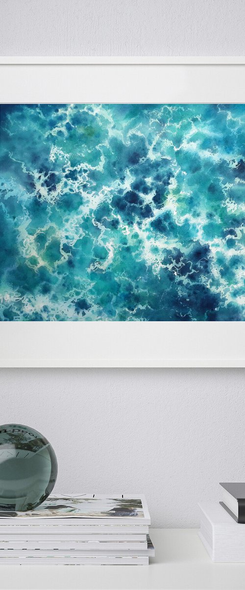 Sea Lace - seascape - sea - tu by Olga Beliaeva Watercolour