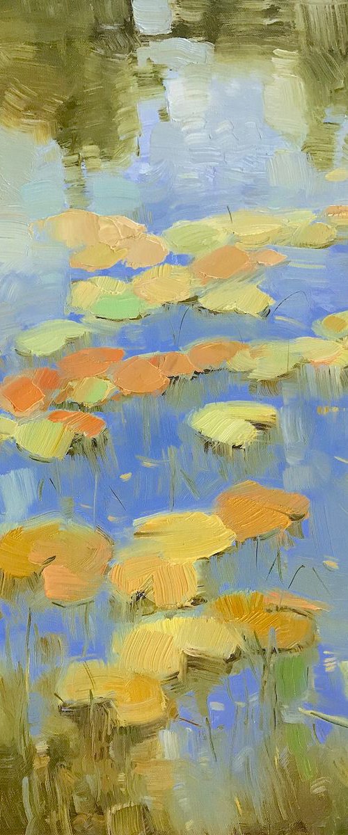 Waterlilies Pond, Original oil Painting, Handmade artwork, One of a Kind by Vahe Yeremyan