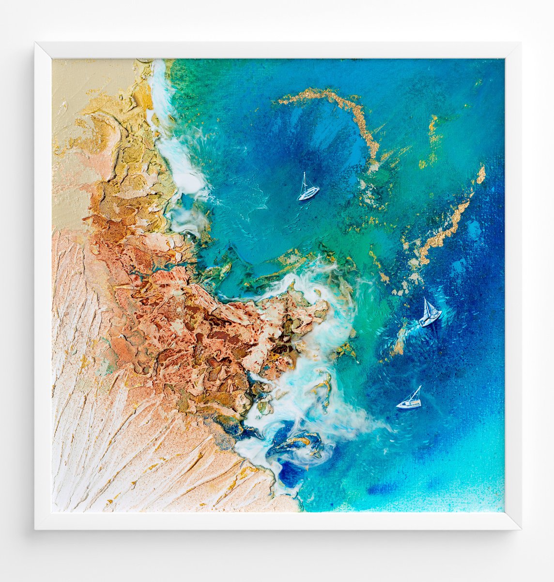 Abstract Landscape Painting By Milena Gaytandzhieva, 21 X 21", Mediterranean Charm, Original Artwork