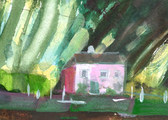 Pink Cottage in the Forest