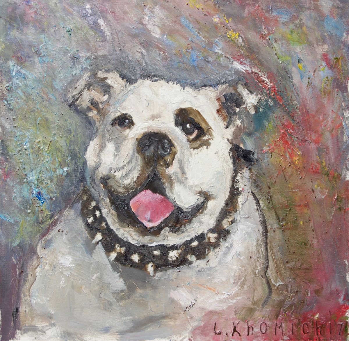 Bulldog Face Animals Portrait by Leo Khomich