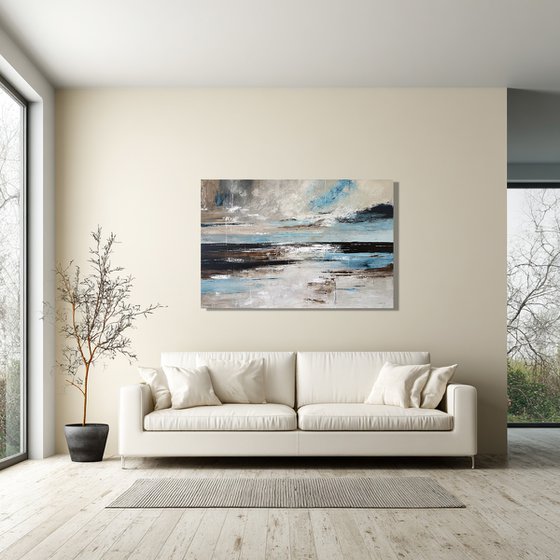 Azure Tidal Layers-Blue landscape