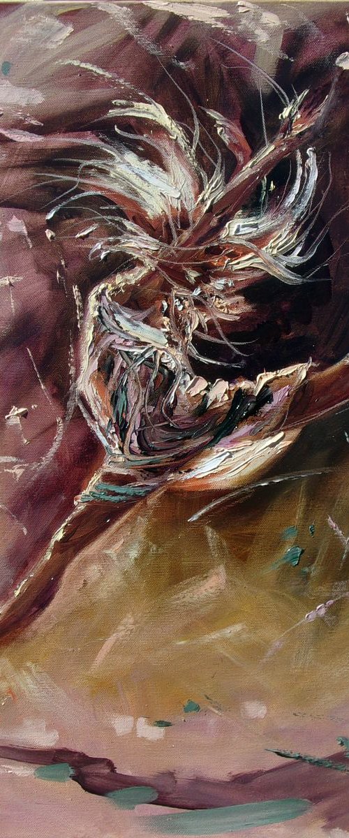 " STREET  DANCER "- dancer ballerina liGHt  ORIGINAL OIL PAINTING, GIFT, PALETTE KNIFE by Monika Luniak